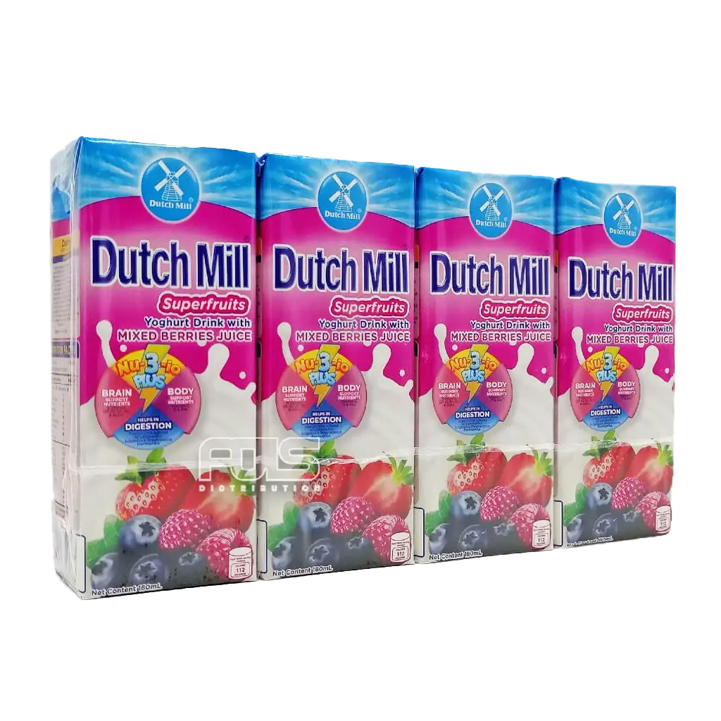 DUTCH MILL YOGHURT DRINK MIXED FRUIT 180ML 4'S