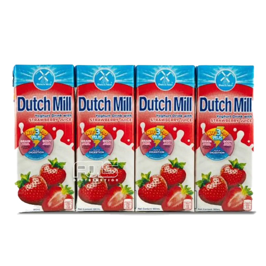 DUTCH MILL YOGHURT DRINK STRAWBERRY 180ML 4'S