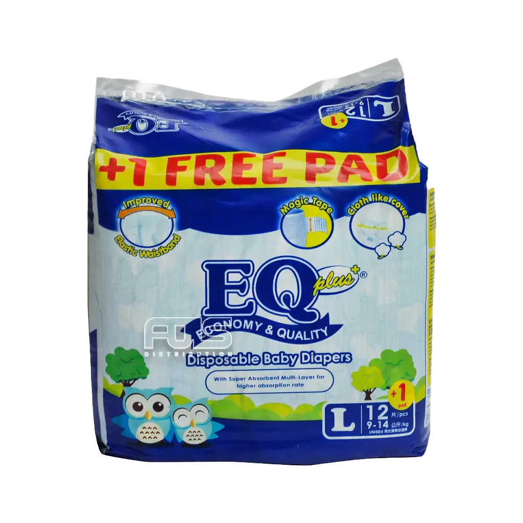 EQ DIAPER PLUS LARGE 12'S