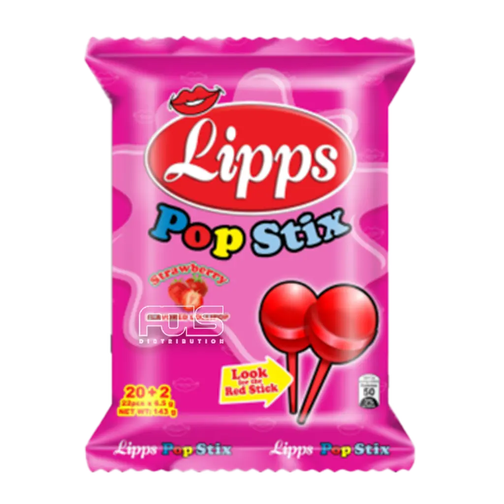 LIPPS POP STIX LOLLIPOP STRAWBERRY 6.5G 20'S