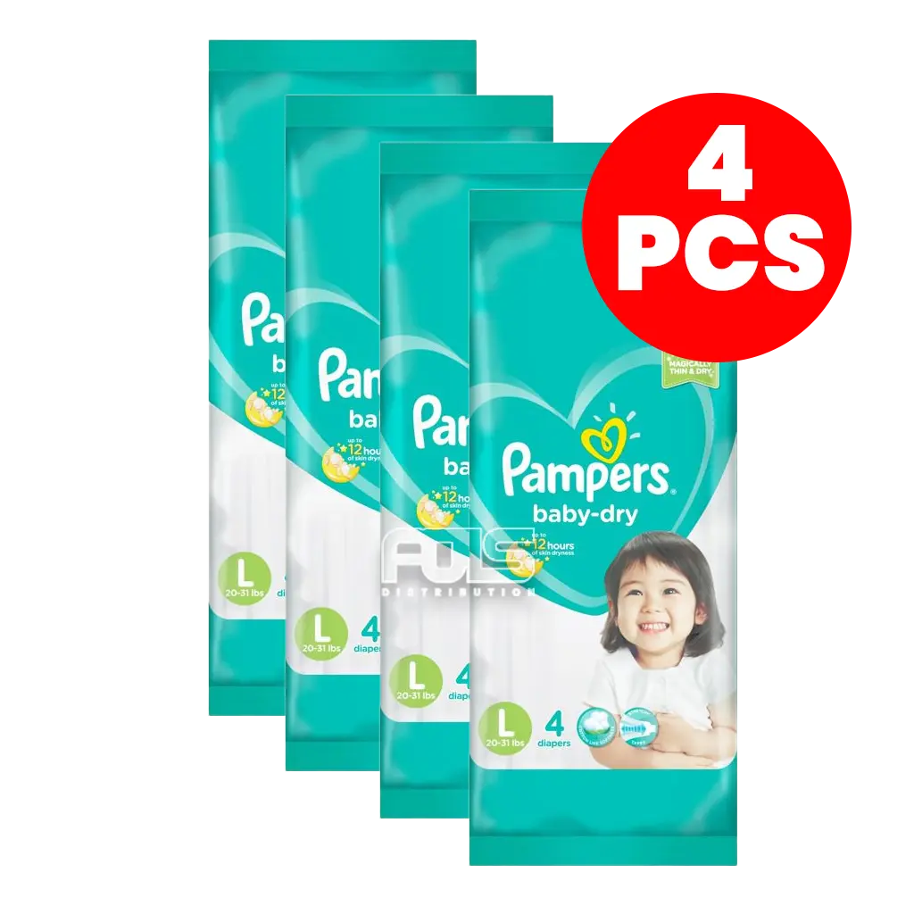 PAMPERS DIAPER BABY DRY LARGE 4'S