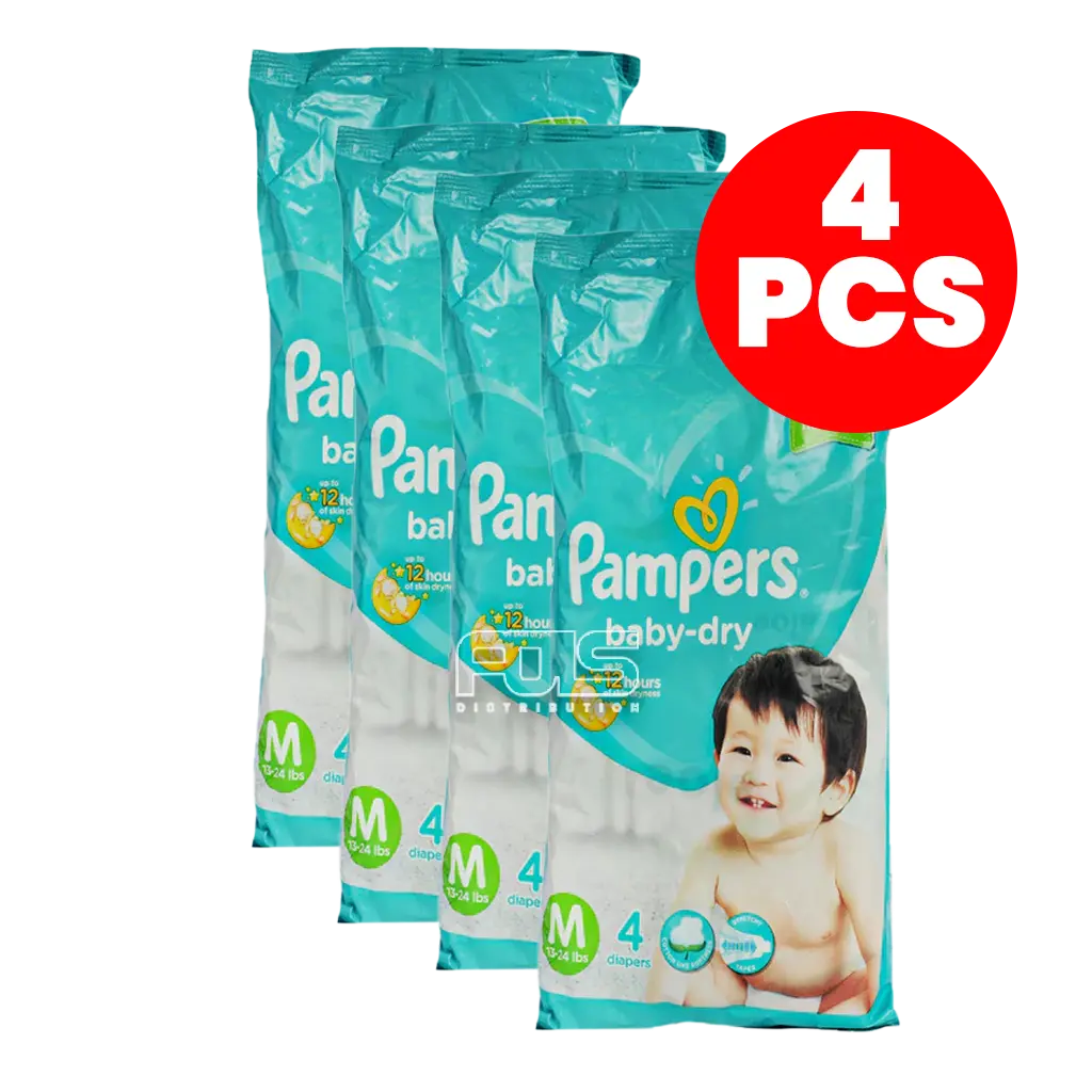 PAMPERS DIAPER BABY DRY MEDIUM 4'S