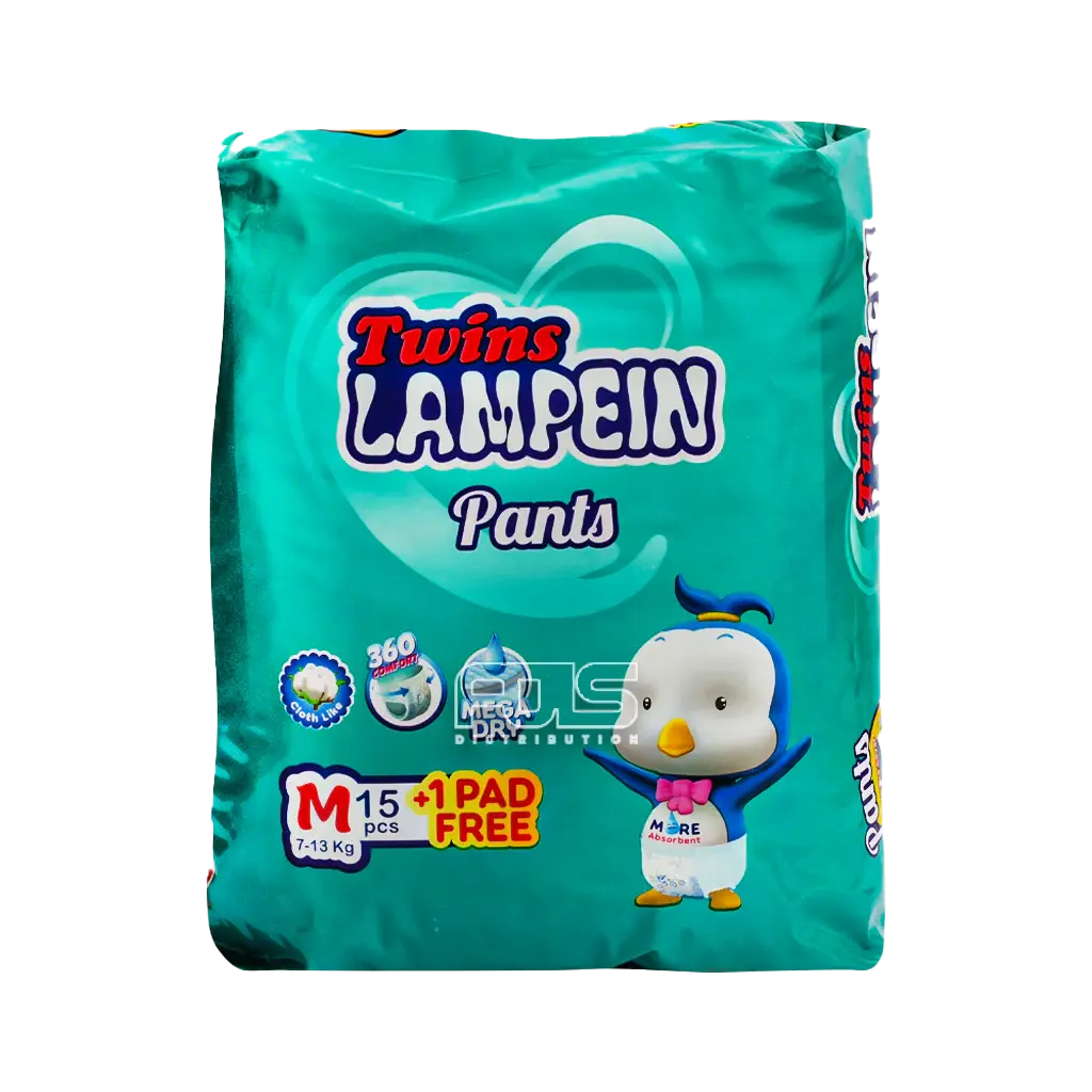 TWINS LAMPEIN DIAPER BABY PANTS MEDIUM 15'S (+1)