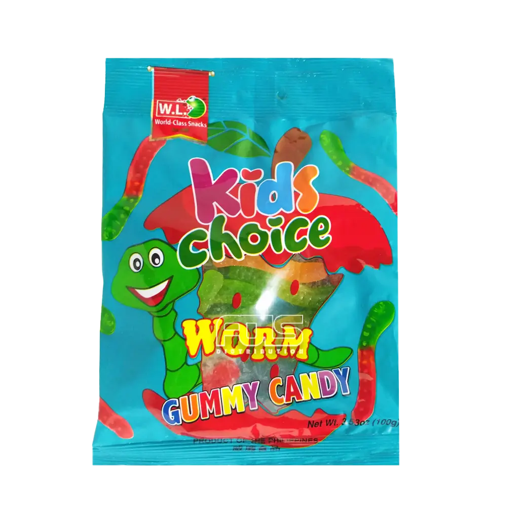 W.L. KIDS CHOICE WORM GUMMY CANDY 100G
