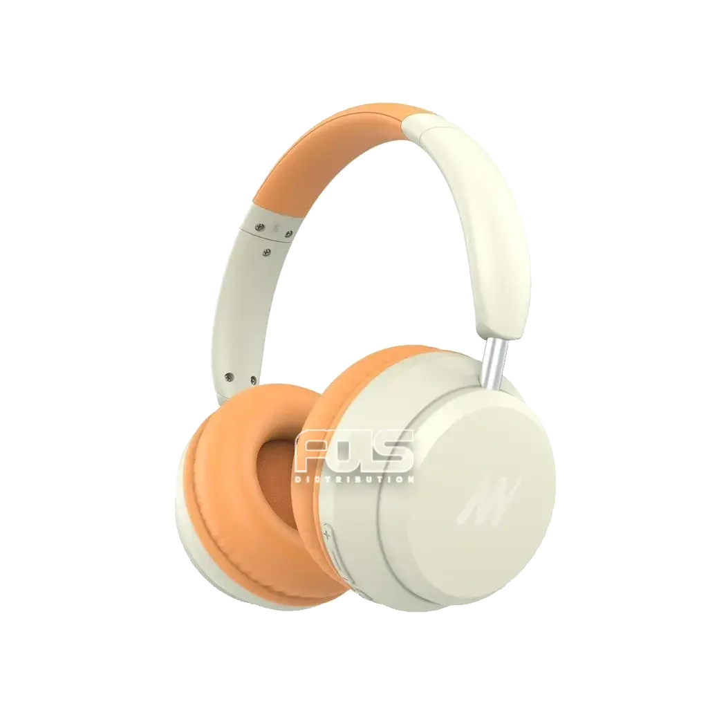 Mezone Antonio ANC Bluetooth Wireless Headphone With Deep Bass & Adjustable Headband Base Walnut Cream