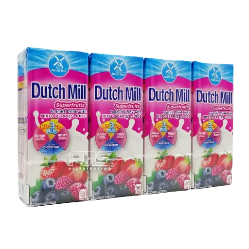 [GR0159] DUTCH MILL YOGHURT DRINK SUPER FRUITS 180ML 4'S