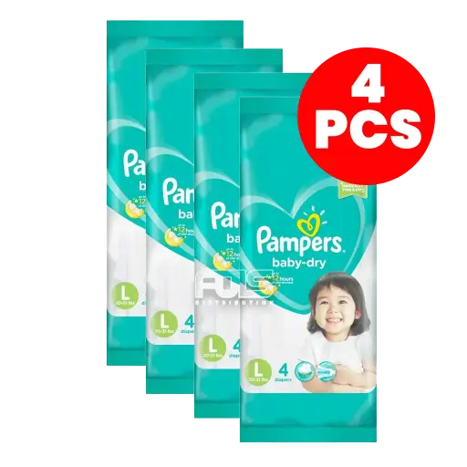 [GR0345] PAMPERS DIAPER BABY DRY LARGE 4'S