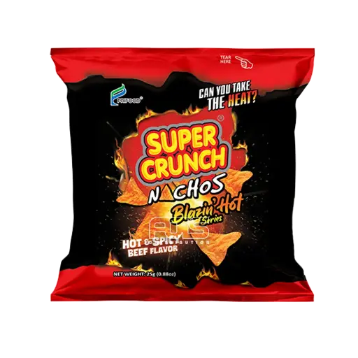 [GR0462] SUPER CRUNCH NACHOS BLAZIN HOT & SPICY BEEF 25G