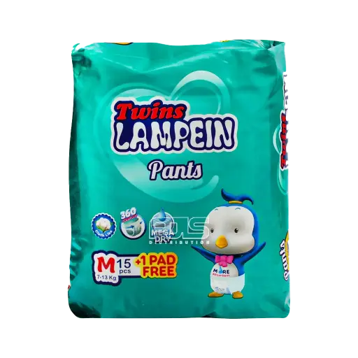 [GR0530] TWINS LAMPEIN DIAPER BABY PANTS MEDIUM 15'S (+1)
