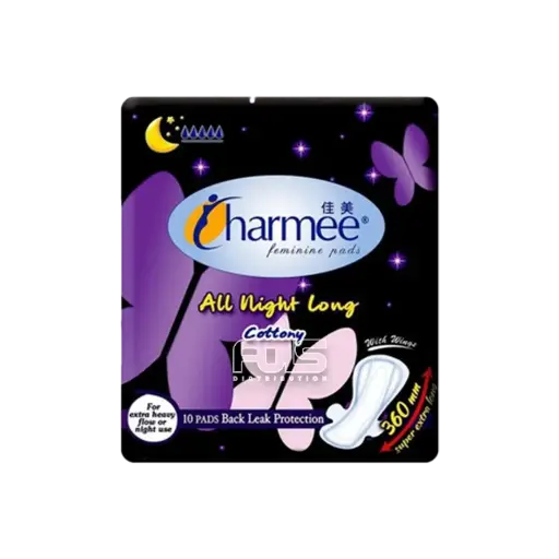 [GR0594] CHARMEE SANITARY NAPKIN ALL NIGHT LONG BLACK 10'S